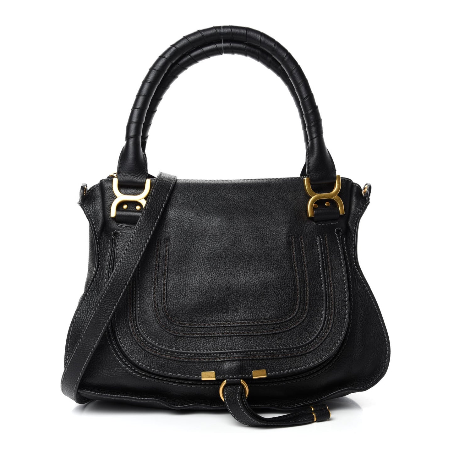 Calfskin Medium Marcie Satchel Black