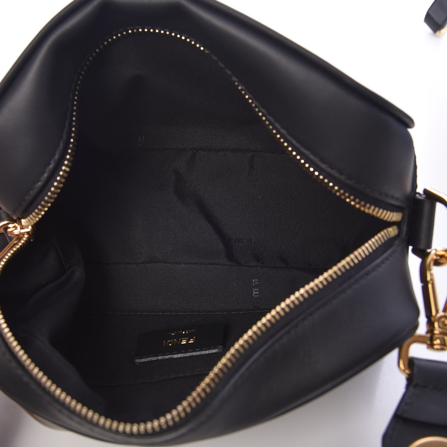 Fendi Glazed Fabric Vitello Century F is Fendi FF 1974 Stamp Patch Camera Case Mogano Panna Black 5 of 7