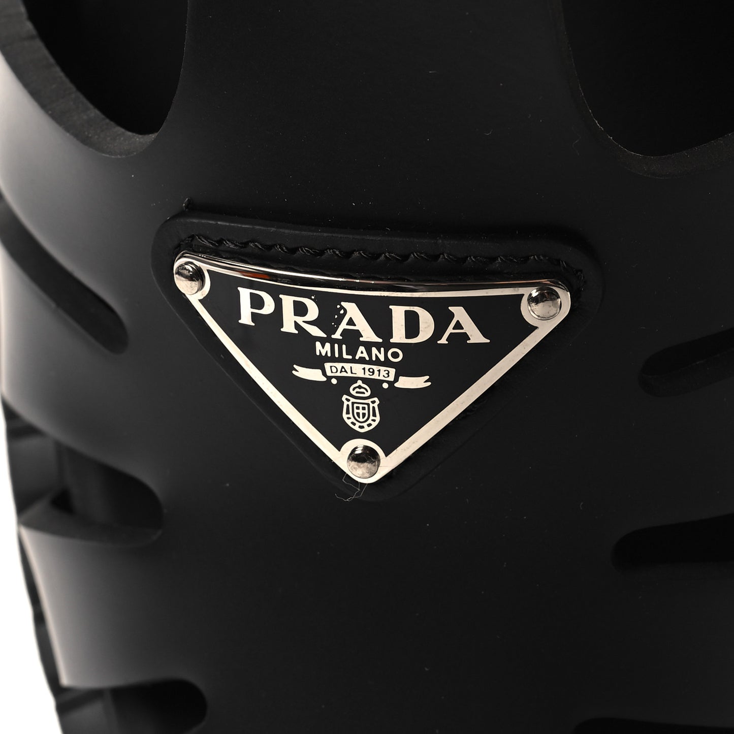 Foam Rubber Metal Triangle Logo 50mm Cage Sandals 38 Black