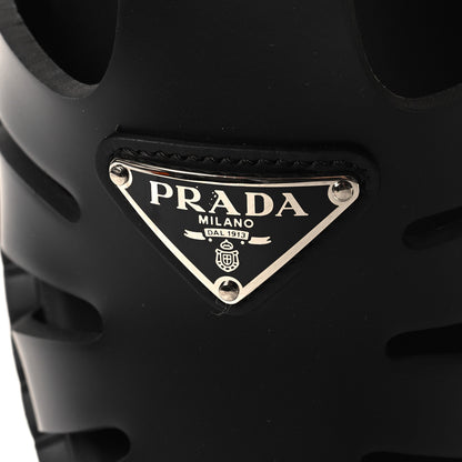 Prada Foam Rubber Metal Triangle Logo 50mm Cage Sandals 38 Black 8 of 9