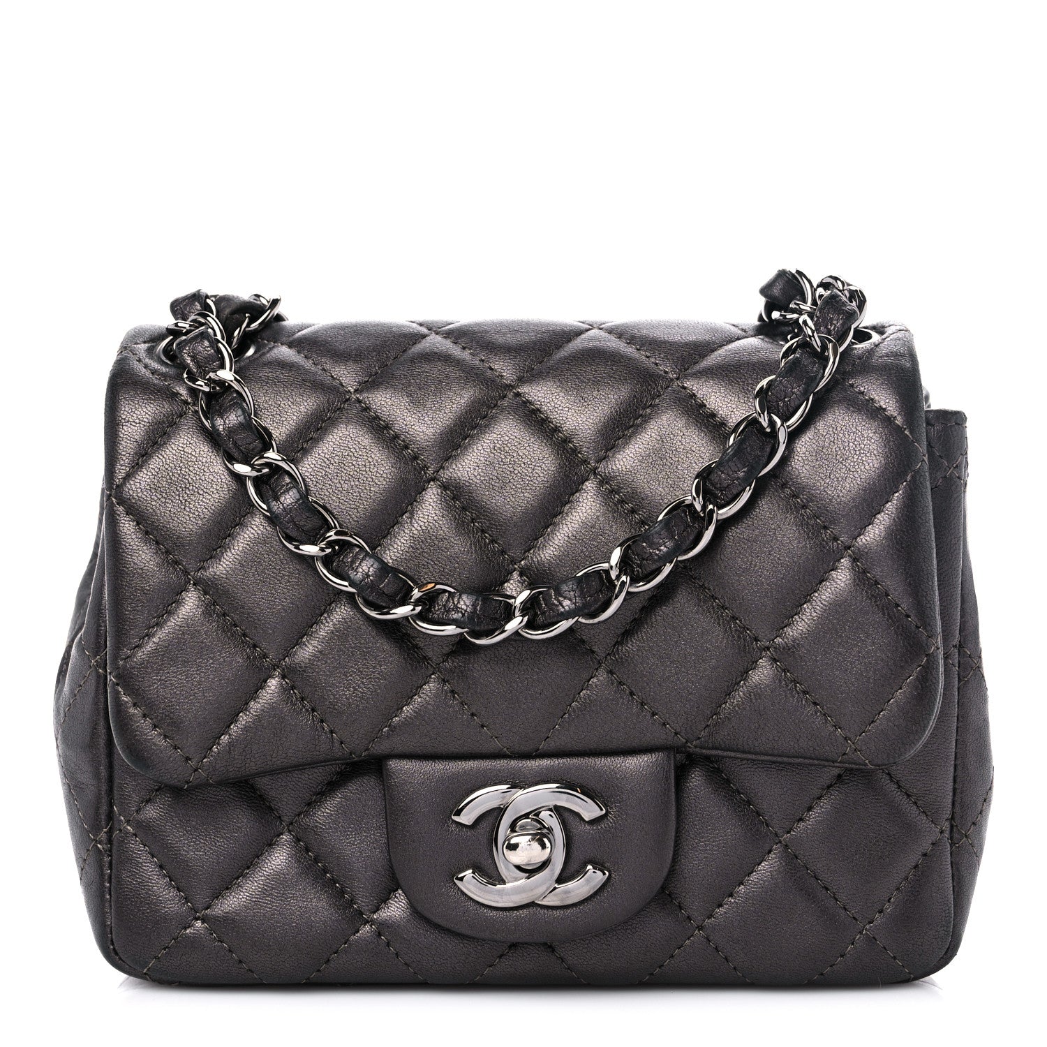 Chanel Metallic Lambskin Quilted Mini Square Flap Brown 1 of 13