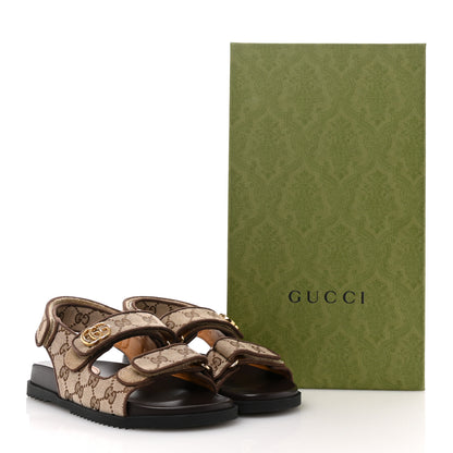 Gucci GG Monogram Lavaredo Eco Fabric Womens Slide Sandals With Straps 36 Beige Ebony Light Brown 10 of 10