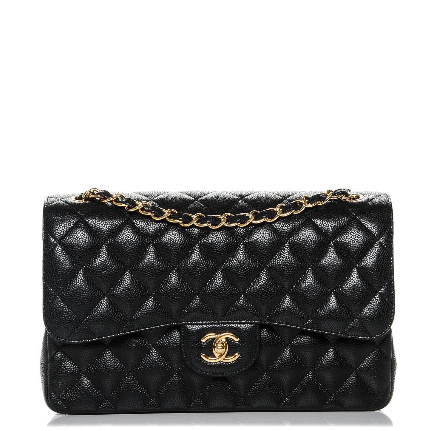 Caviar Quilted Jumbo Double Flap Black