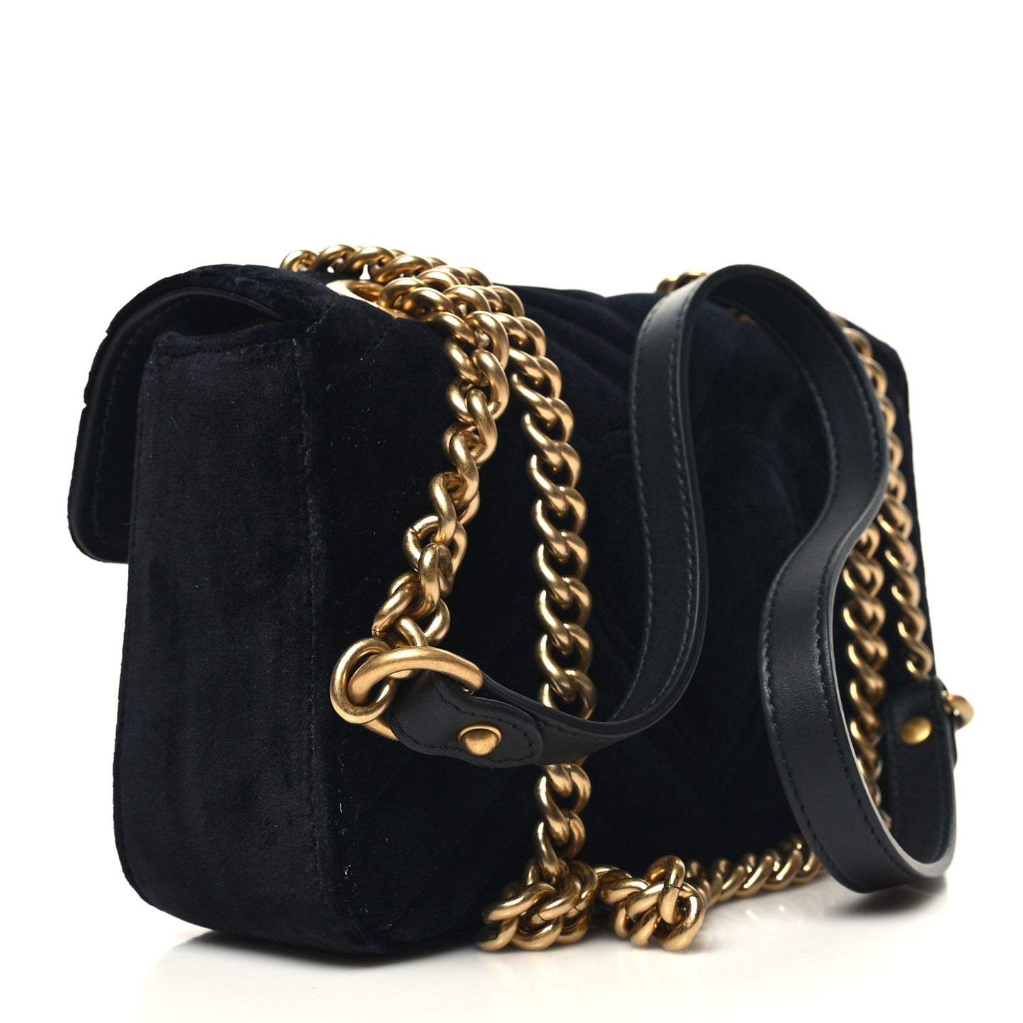 Velvet Matelasse Mini GG Marmont Shoulder Bag Black
