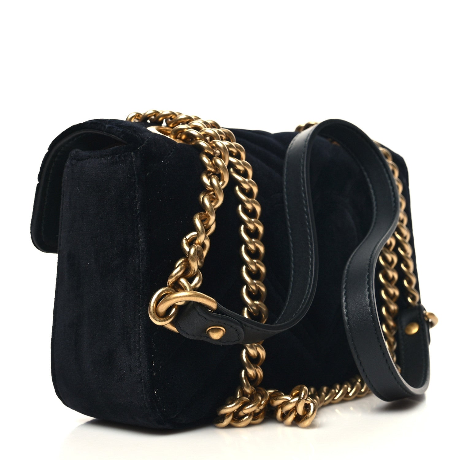 Gucci Velvet Matelasse Mini GG Marmont Shoulder Bag Black 3 of 10