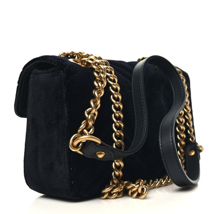 Gucci Velvet Matelasse Mini GG Marmont Shoulder Bag Black 3 of 10