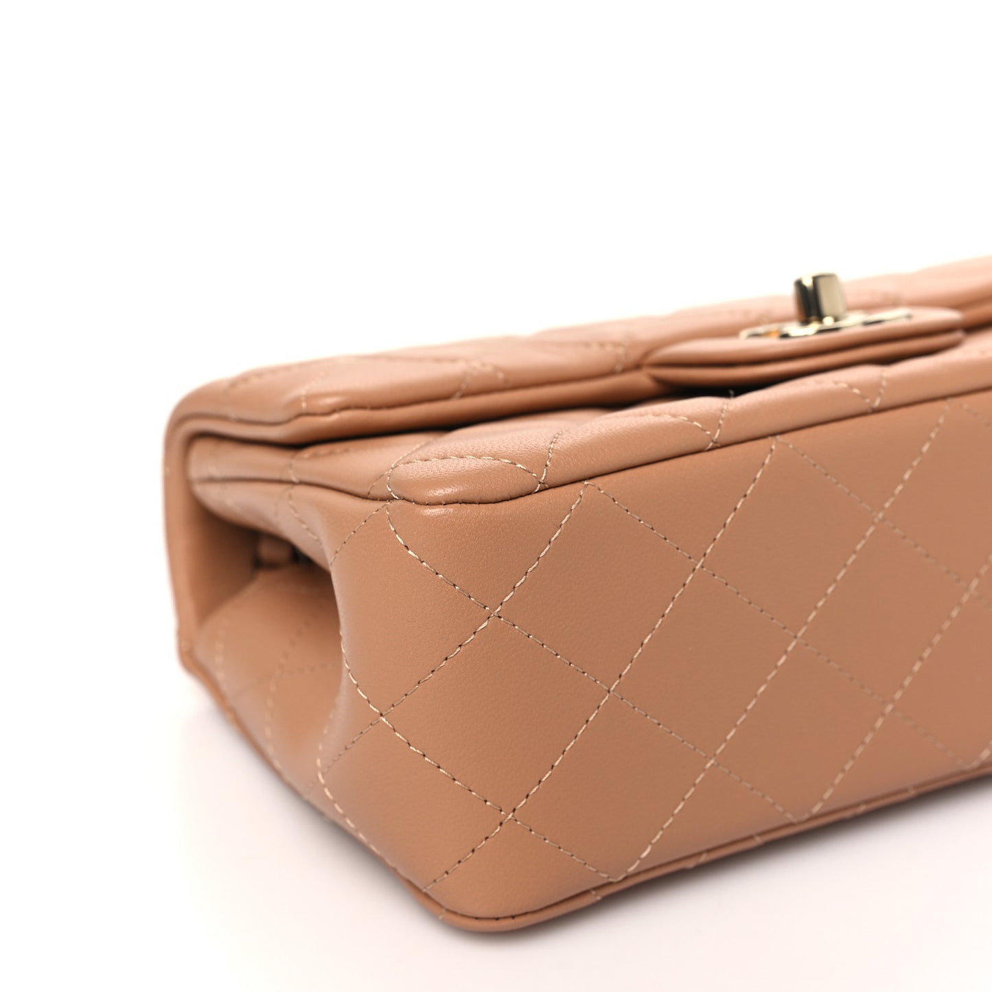 Lambskin Quilted Mini Rectangular Flap Brown