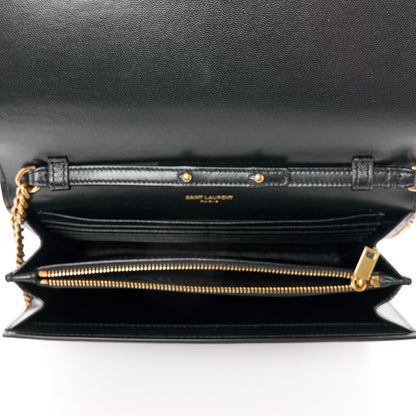 Saint Laurent Smooth Calfskin Tri-Metal Cassandre Wallet On Chain WOC Black 5 of 12
