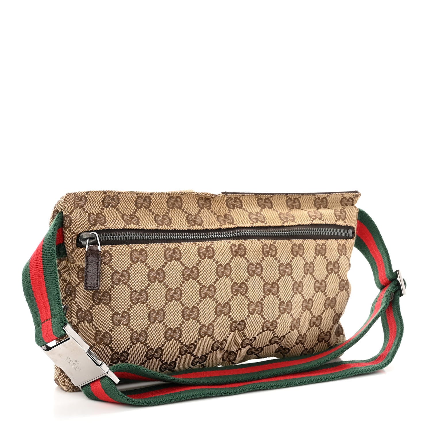 Gucci GG Monogram Web Double Pocket Belt Bag Dark Brown 3 of 15