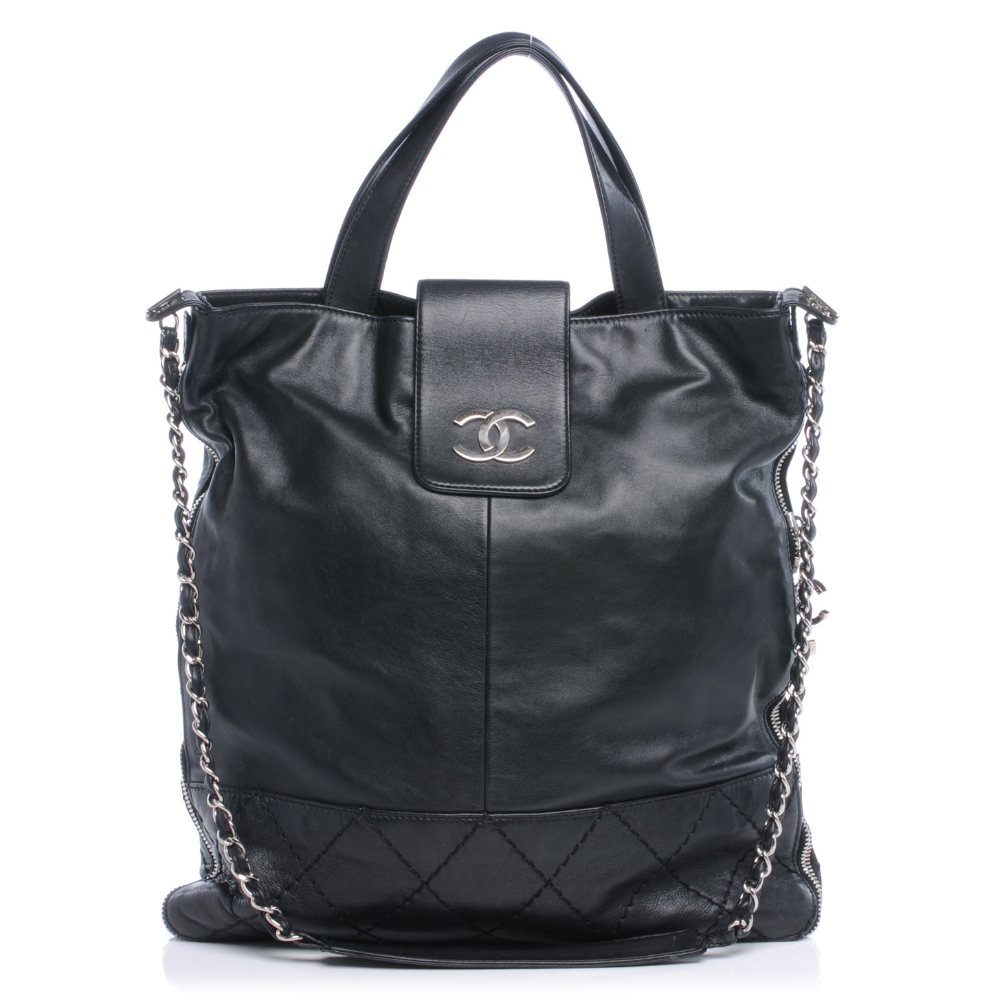 Calfskin Expandable Large Messenger Black