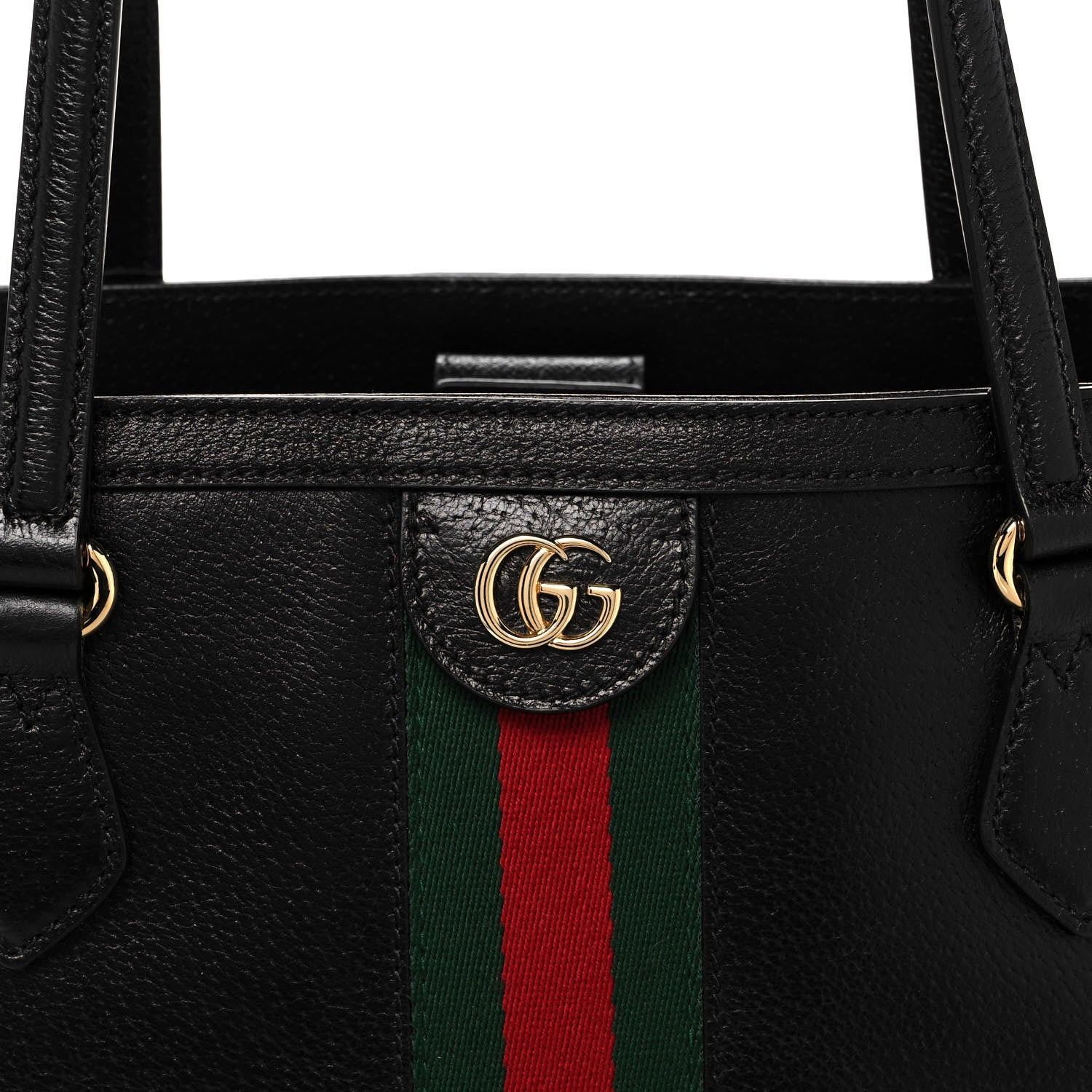 Gucci Textured Calfskin Web Medium Ophidia Shopping Tote Black 9 of 13