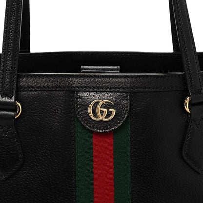 Gucci Textured Calfskin Web Medium Ophidia Shopping Tote Black 9 of 13