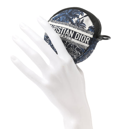 Christian Dior Technical Fabric Embroidered Toile De Jouy DiorTravel Round Coin Purse Blue 2 of 7