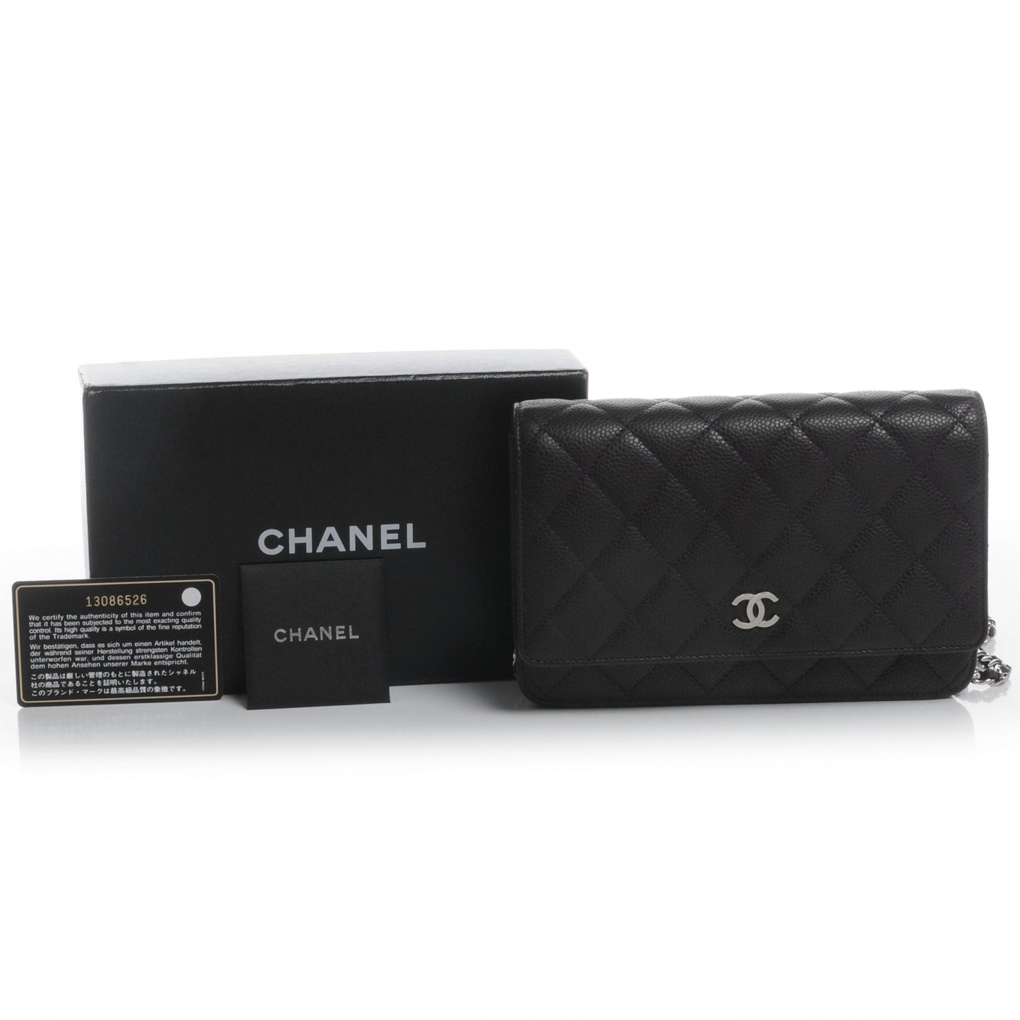 Caviar Quilted Wallet on Chain WOC Dark Brown