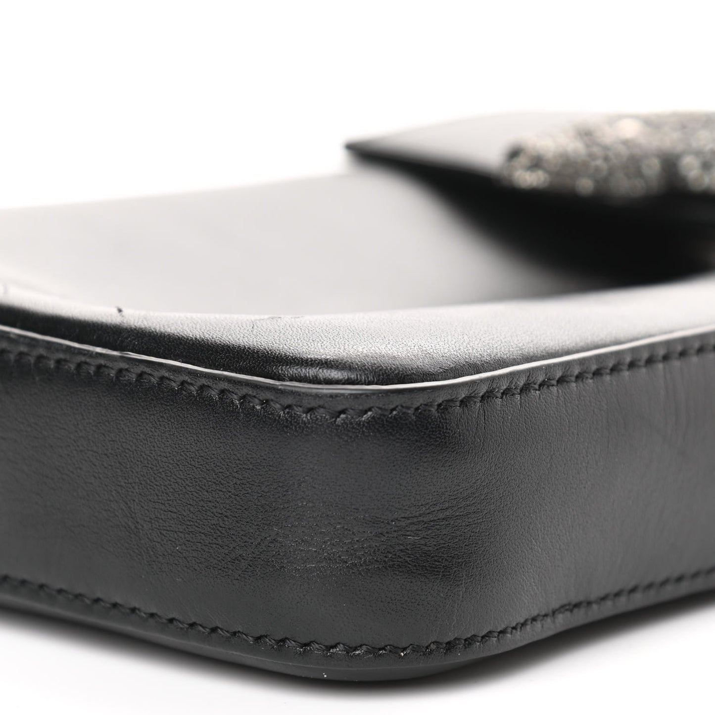 Calfskin Crystal Encrusted Snake Maison Mini Crossbody Black
