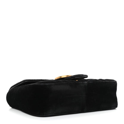 Gucci Velvet Matelasse Mini GG Marmont Shoulder Bag Black 3 of 11