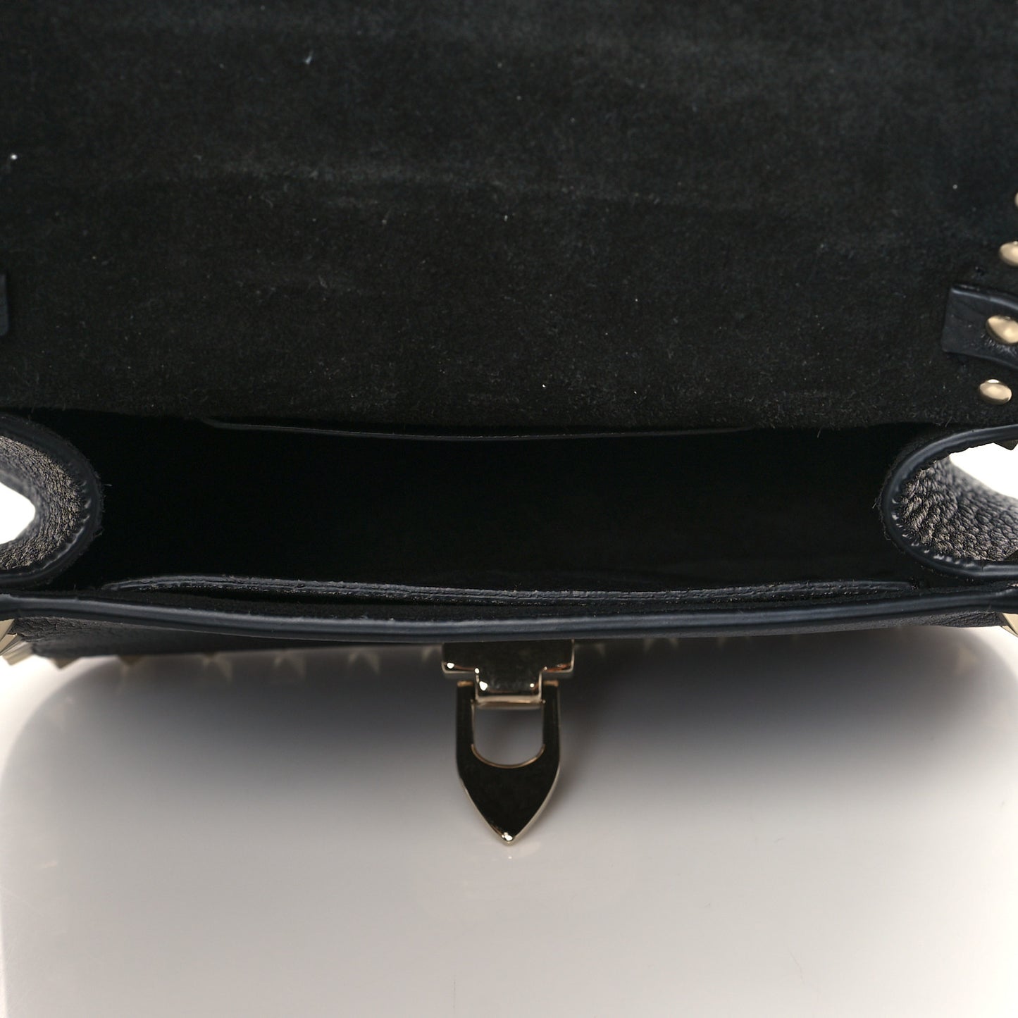 Grainy Calfskin Small Rockstud Top Handle Bag Black