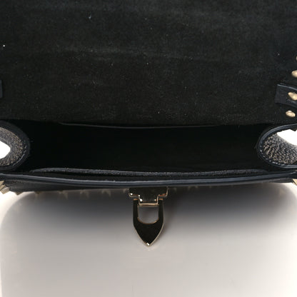 Valentino Garavani Grainy Calfskin Small Rockstud Top Handle Bag Black 5 of 9