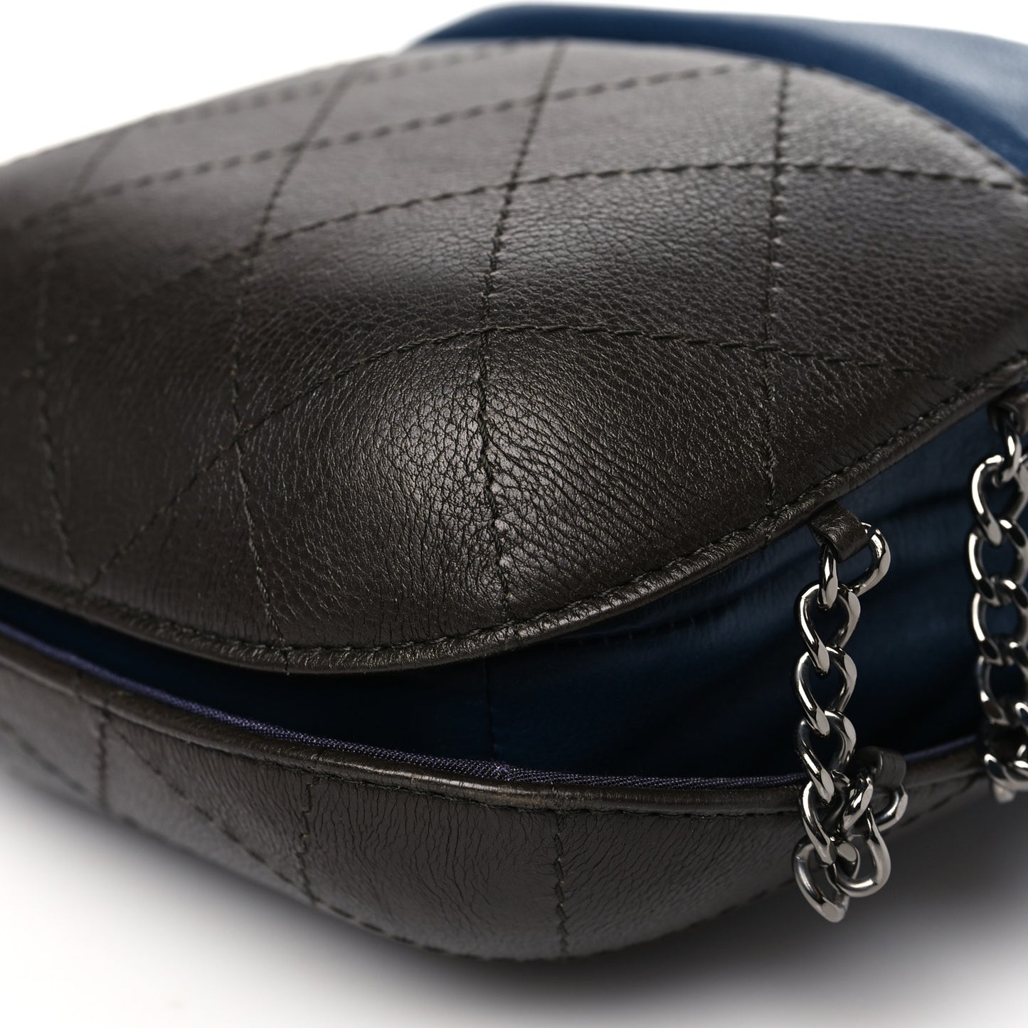 Calfskin Quilted Small Gabrielle Bucket Navy Blue Brown
