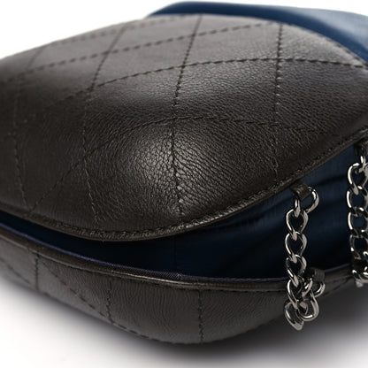 Chanel Calfskin Quilted Small Gabrielle Bucket Navy Blue Brown 10 of 10