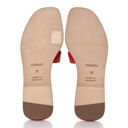 Hermes Calfskin Oran Sandals 36 Rouge Bali 5 of 8