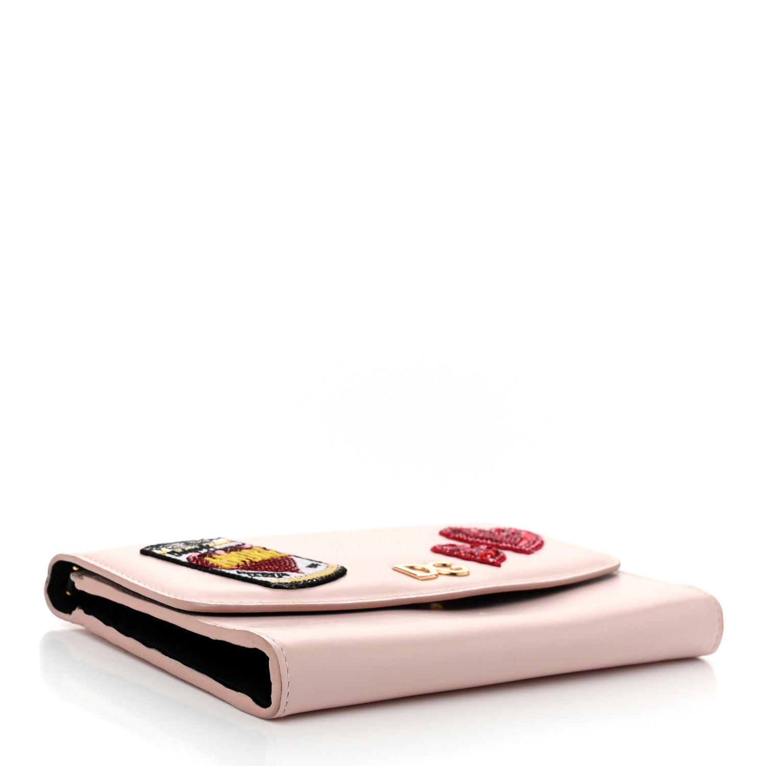 Dolce & Gabbana Vitello Embroidered Amore Wallet On Chain Light Pink 4 of 9