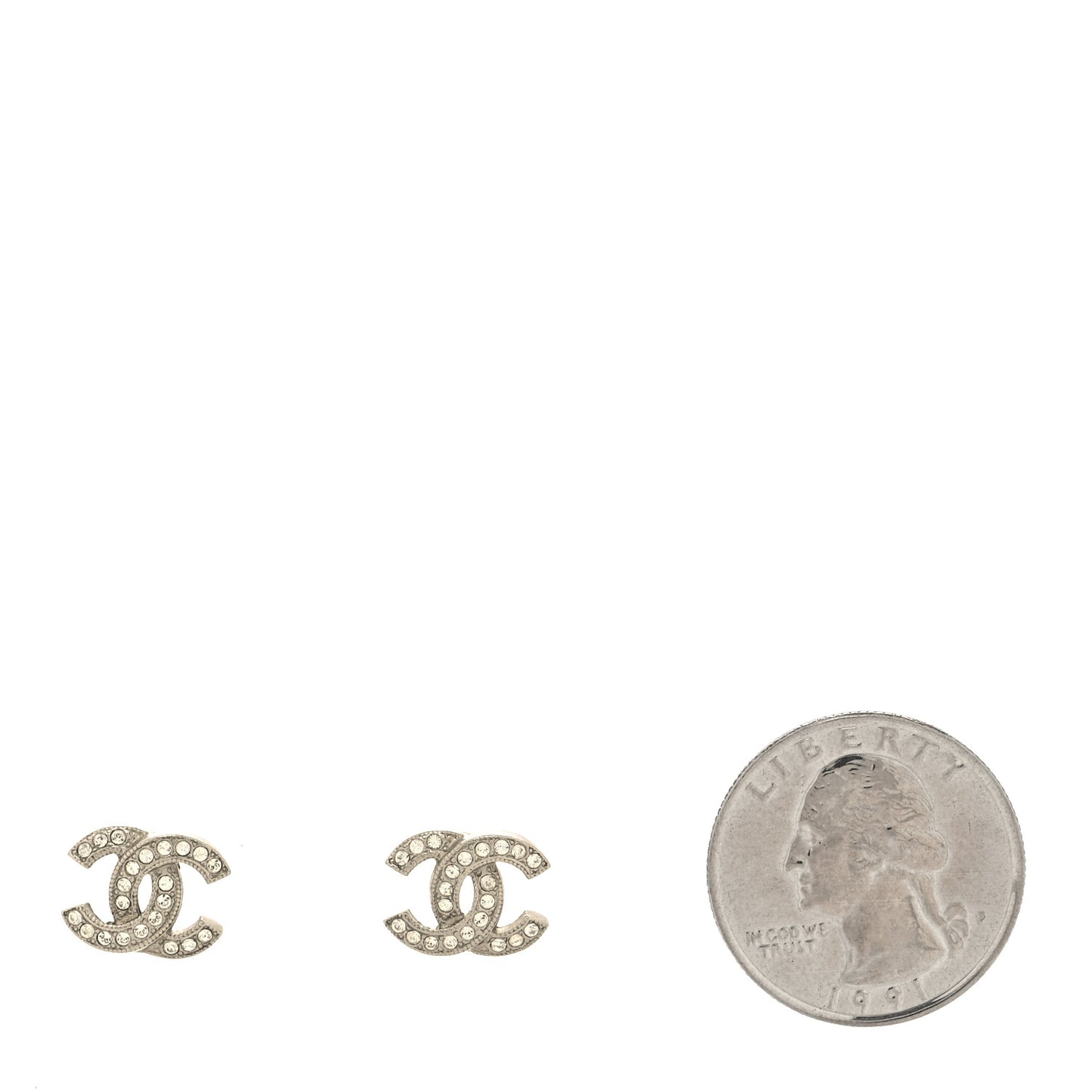 Crystal CC Earrings Silver