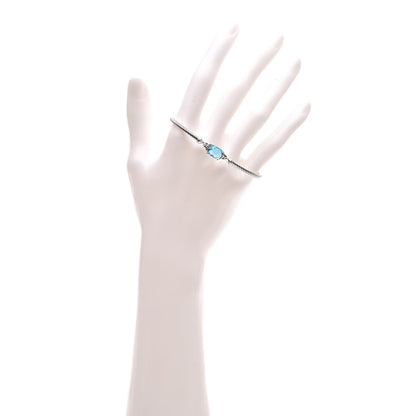 David Yurman Sterling Silver Diamond Blue Topaz 3mm Petite Wheaton Bracelet 2 of 7