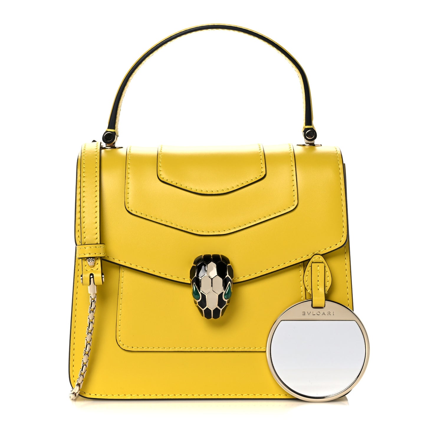 Calfskin Serpenti Forever Top Handle Yellow