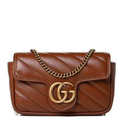 Gucci Azalea Calfskin Matelasse Diagonal Super Mini GG Marmont Shoulder Bag Cuir 1 of 4