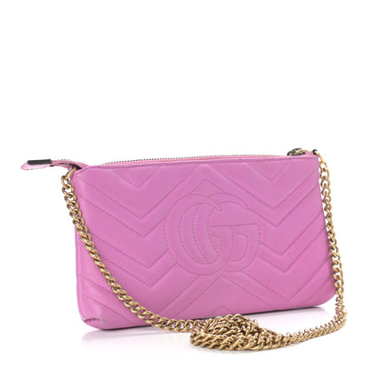 Gucci Calfskin Matelasse Mini GG Marmont Chain Bag Candy Mousse 3 of 15