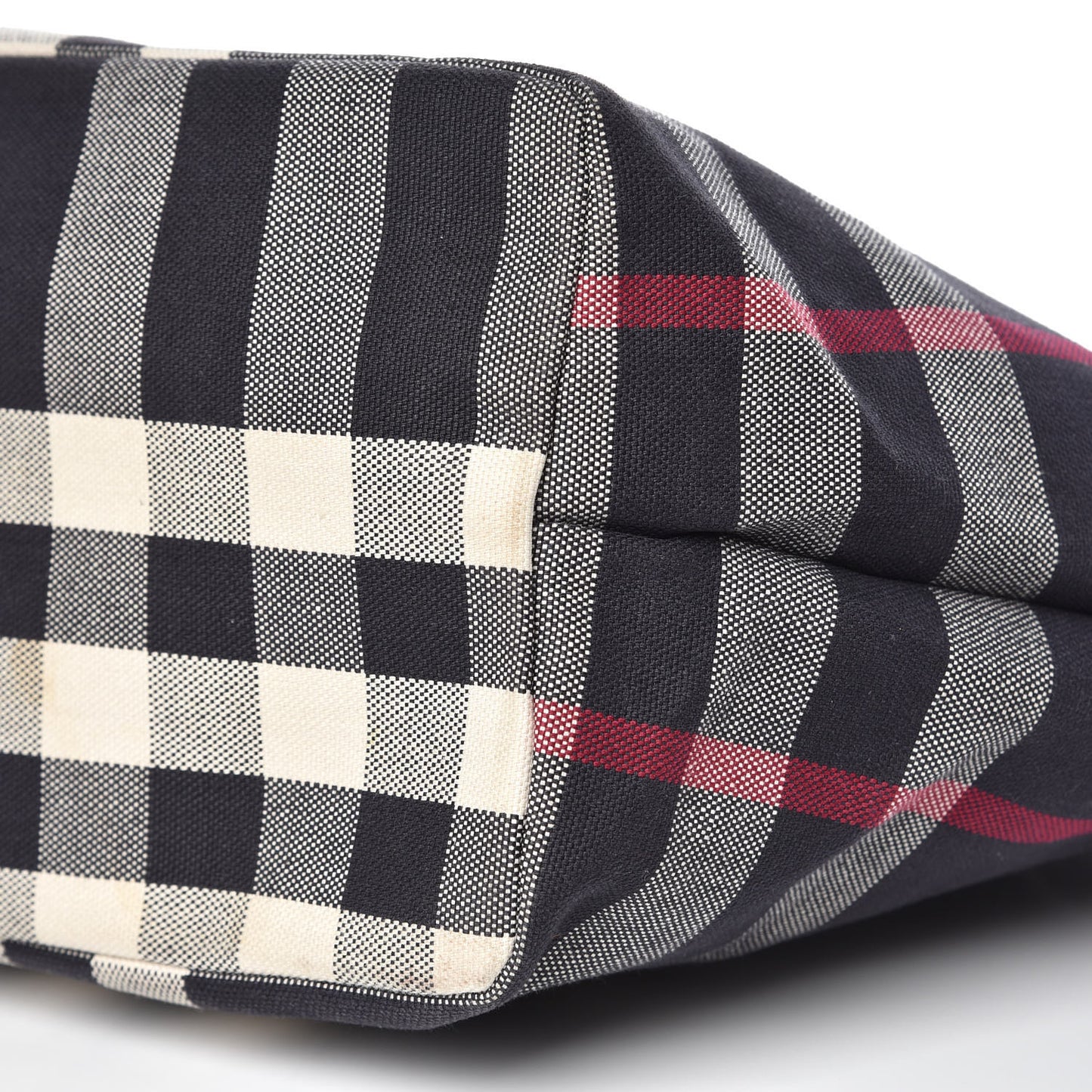 Canvas Check Tote Navy