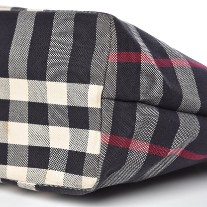 Burberry Canvas Check Tote Navy 10 of 11