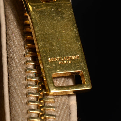Saint Laurent Grain De Poudre Matelasse Chevron Monogram Shopping Bag Dark Beige 9 of 9