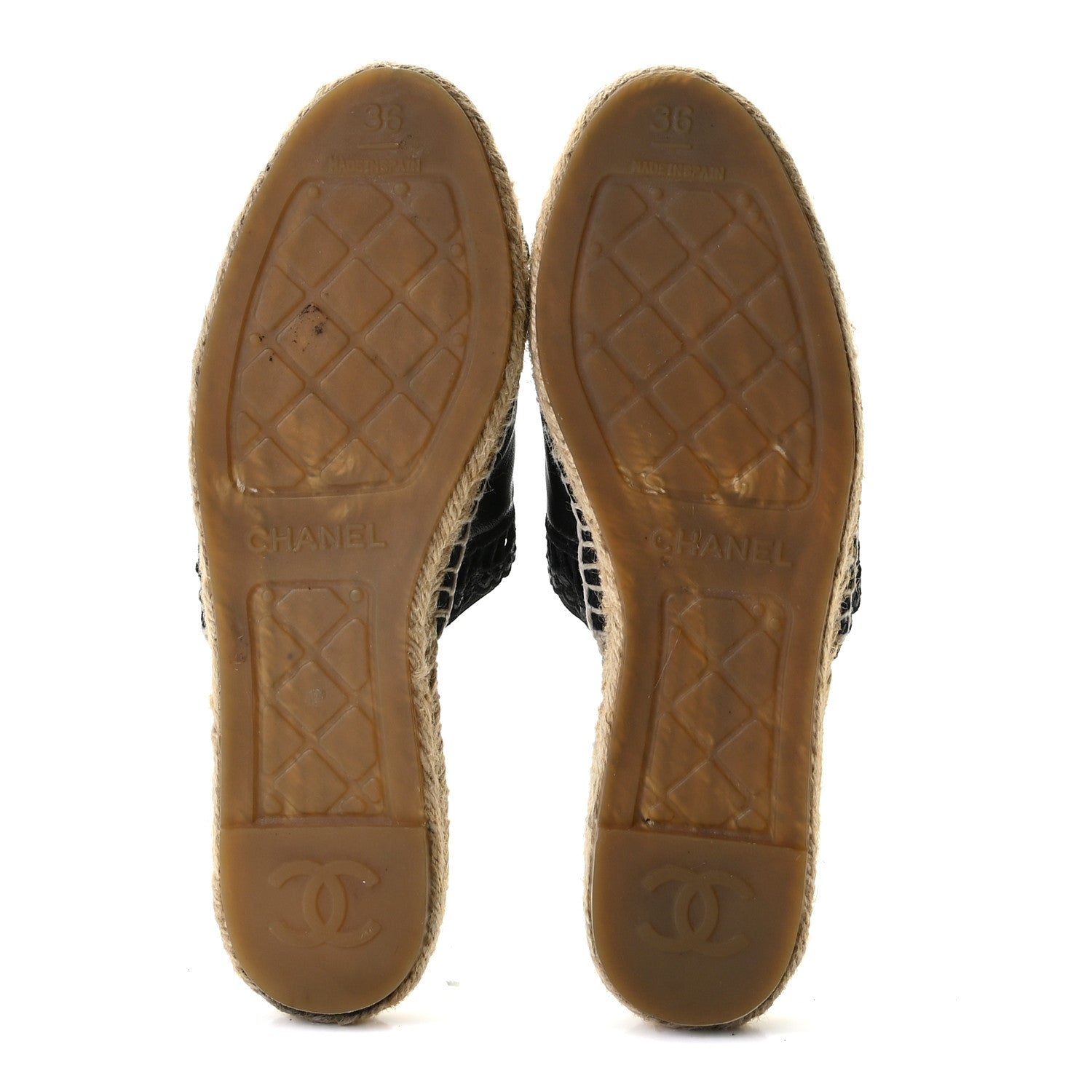 Chanel Lambskin CC Espadrille Mules 36 Black 6 of 8