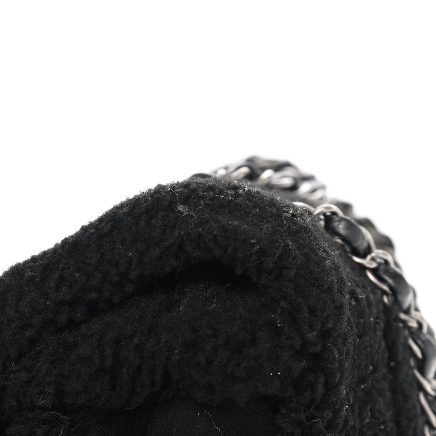 Chanel Shearling Lambskin Pearl Flap Black 10 of 13