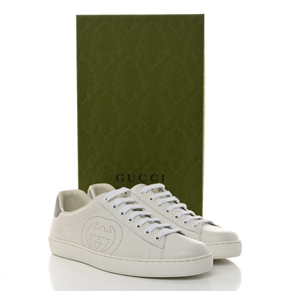 Gucci Calfskin Interlocking G Perforated Mens Ace Sneakers 6.5 White Grey Sky 9 of 9