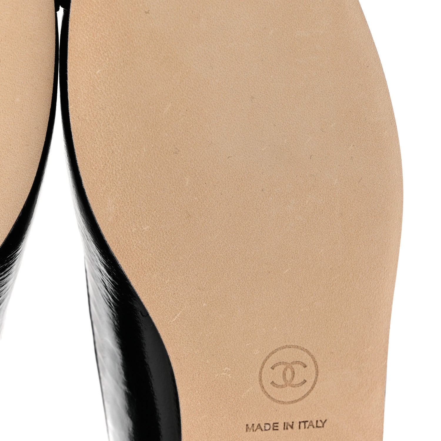 Chanel Lambskin Patent Calfskin Cap Toe Ankle Chain Ballerina Flats 37 Black 9 of 9