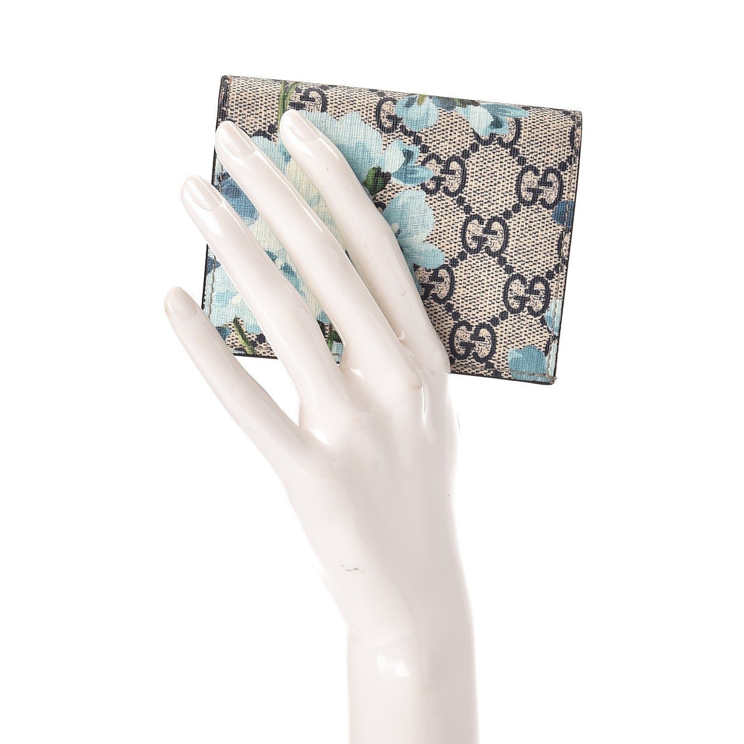Gucci GG Supreme Monogram Blooms Card Case Beige Blue Navy Hibiscus Red 2 of 6