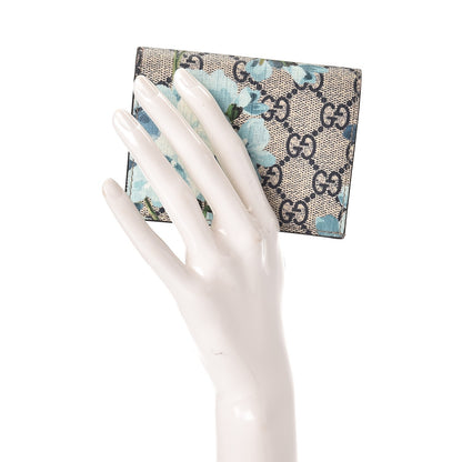 Gucci GG Supreme Monogram Blooms Card Case Beige Blue Navy Hibiscus Red 2 of 6
