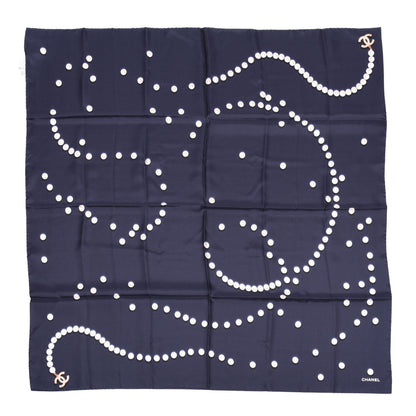 Chanel Silk Pearl CC Scarf Navy 1 of 4