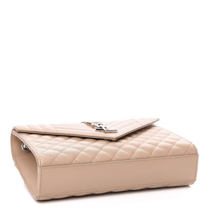 Saint Laurent Grain De Poudre Textured Mixed Matelasse Medium Triquilt Monogram Satchel Dark Beige 4 of 11