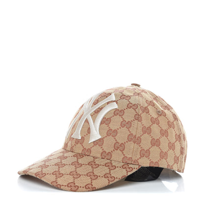 Gucci X MLB Monogram NY Yankees Baseball Hat 57-61 Beige Ruggine 1 of 5