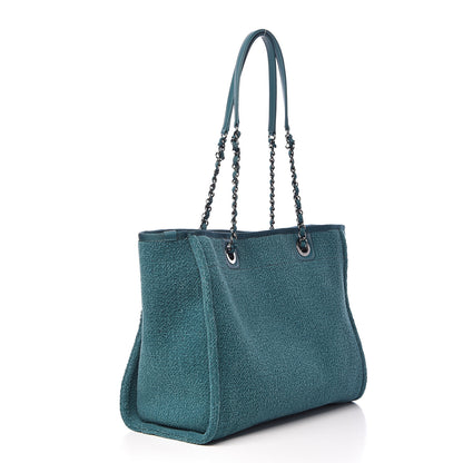 Chanel Lurex Boucle Small Deauville Tote Turquoise 3 of 10