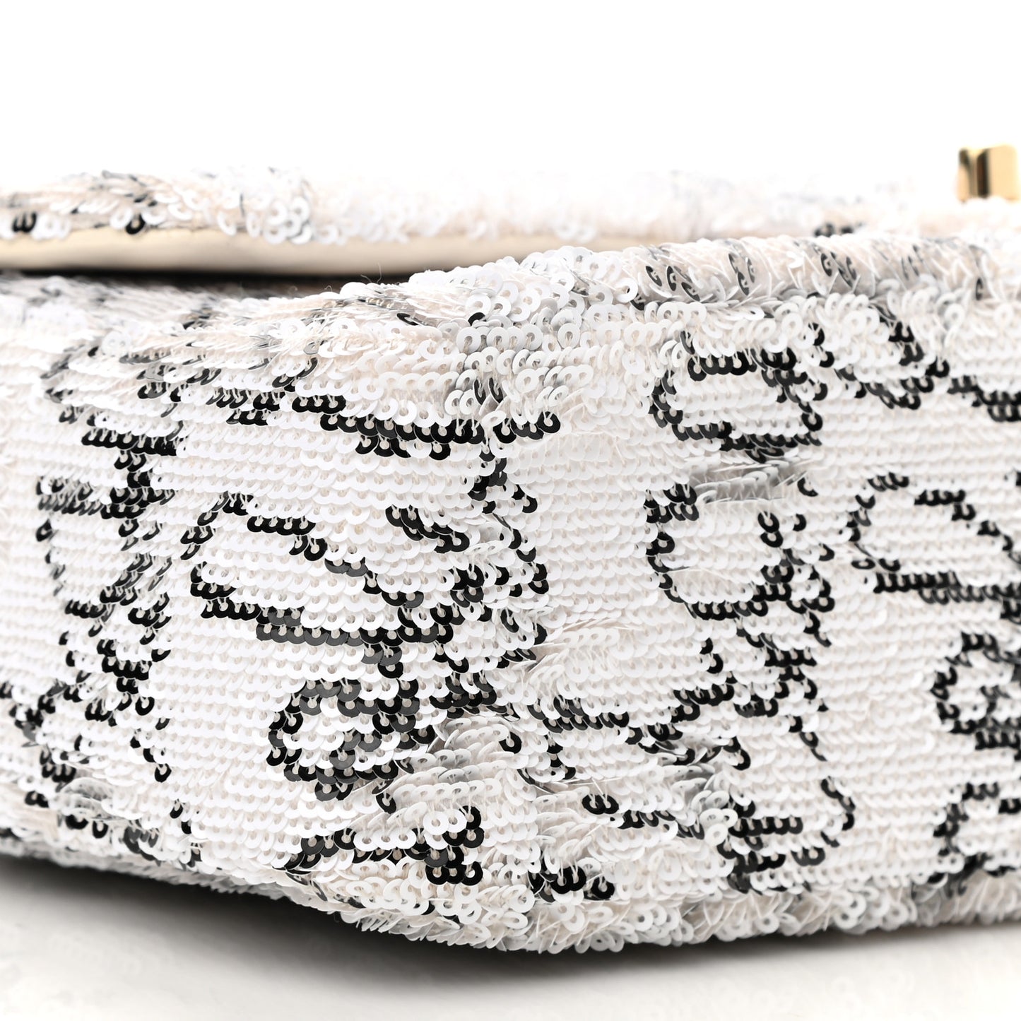 Sequin Logo Medium Flap White Black