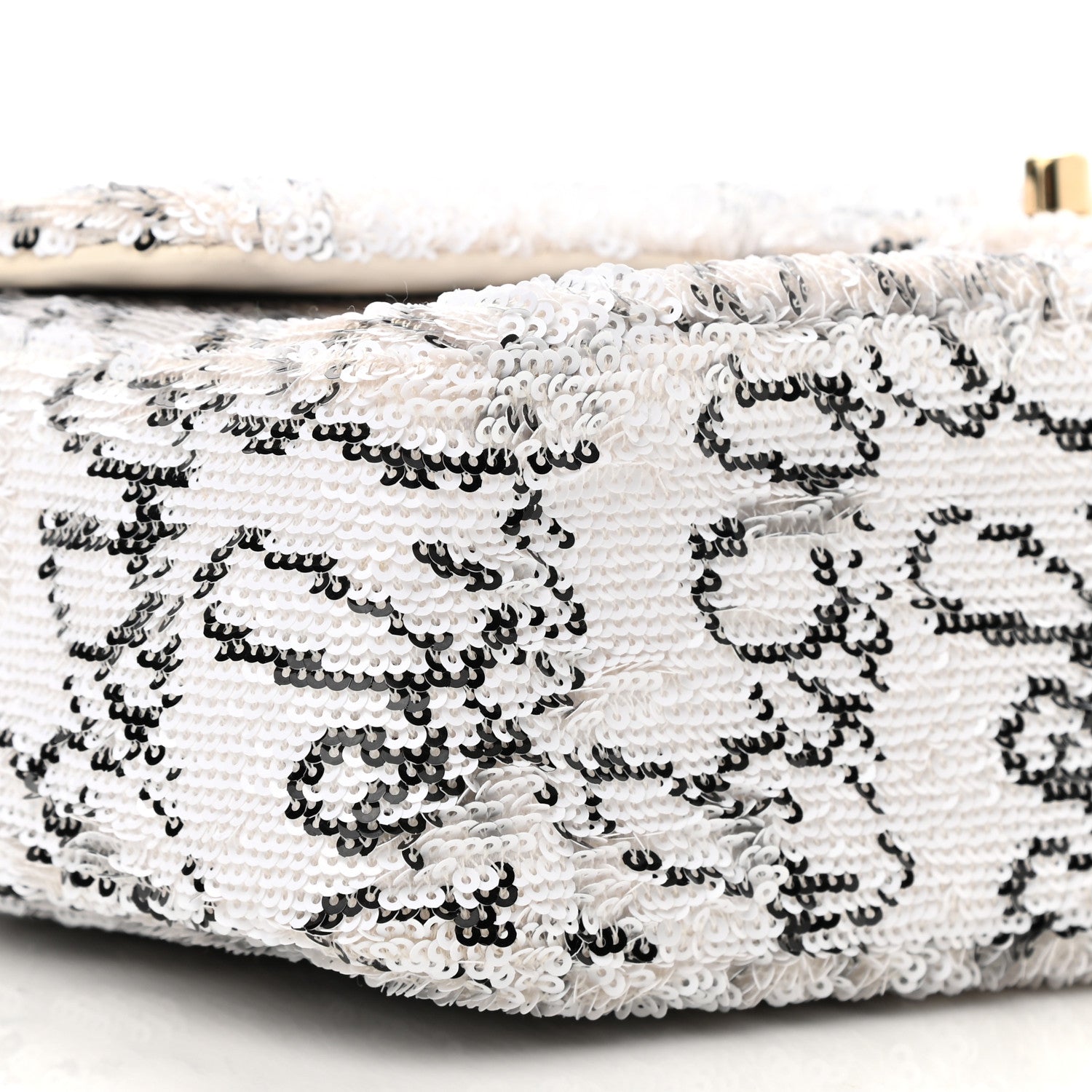 Chanel Sequin Logo Medium Flap White Black 8 of 11