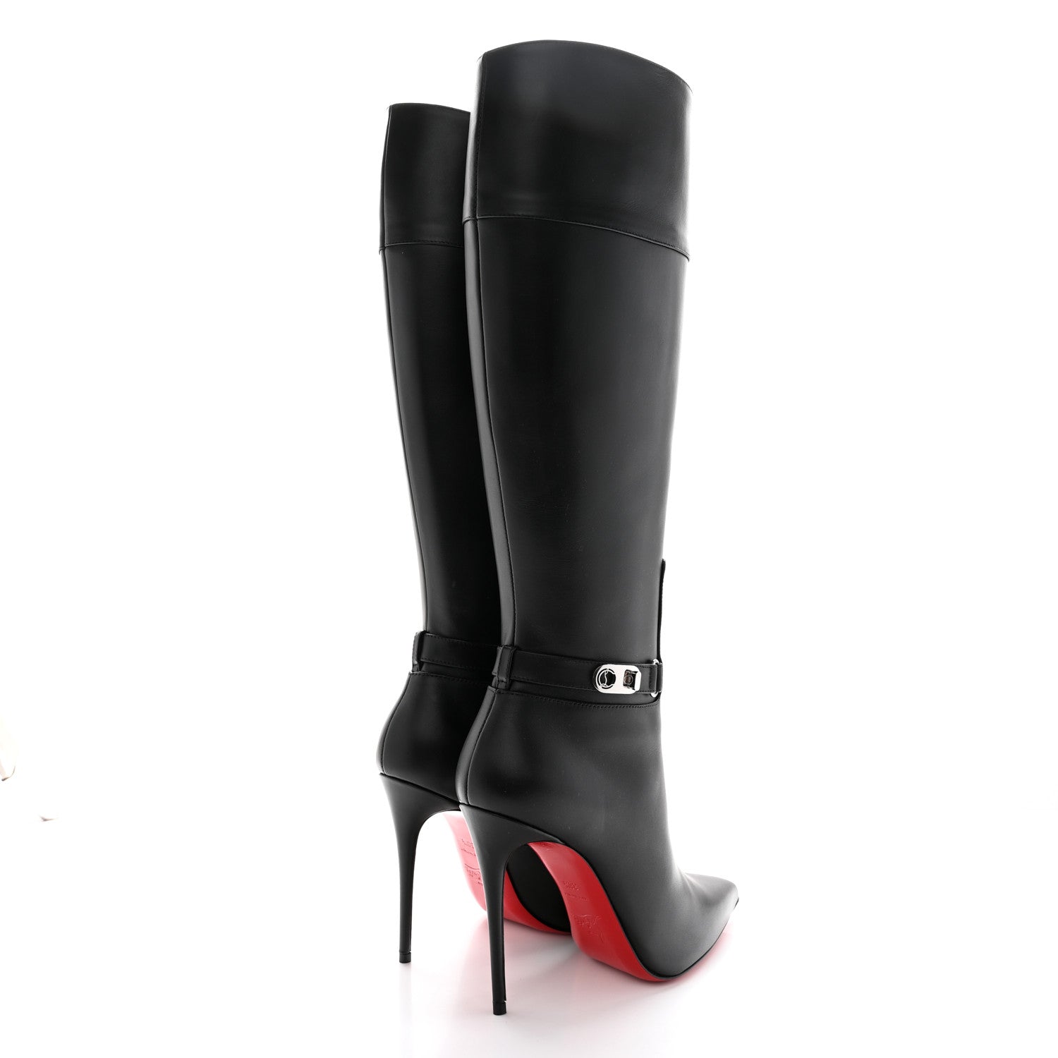 Christian Louboutin Calfskin Lock Kate Botta 100 Knee High Boots 38.5 Black 4 of 8