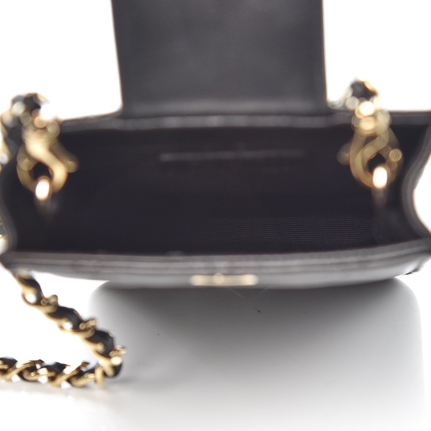 Lambskin Quilted CC Phone Holder Black