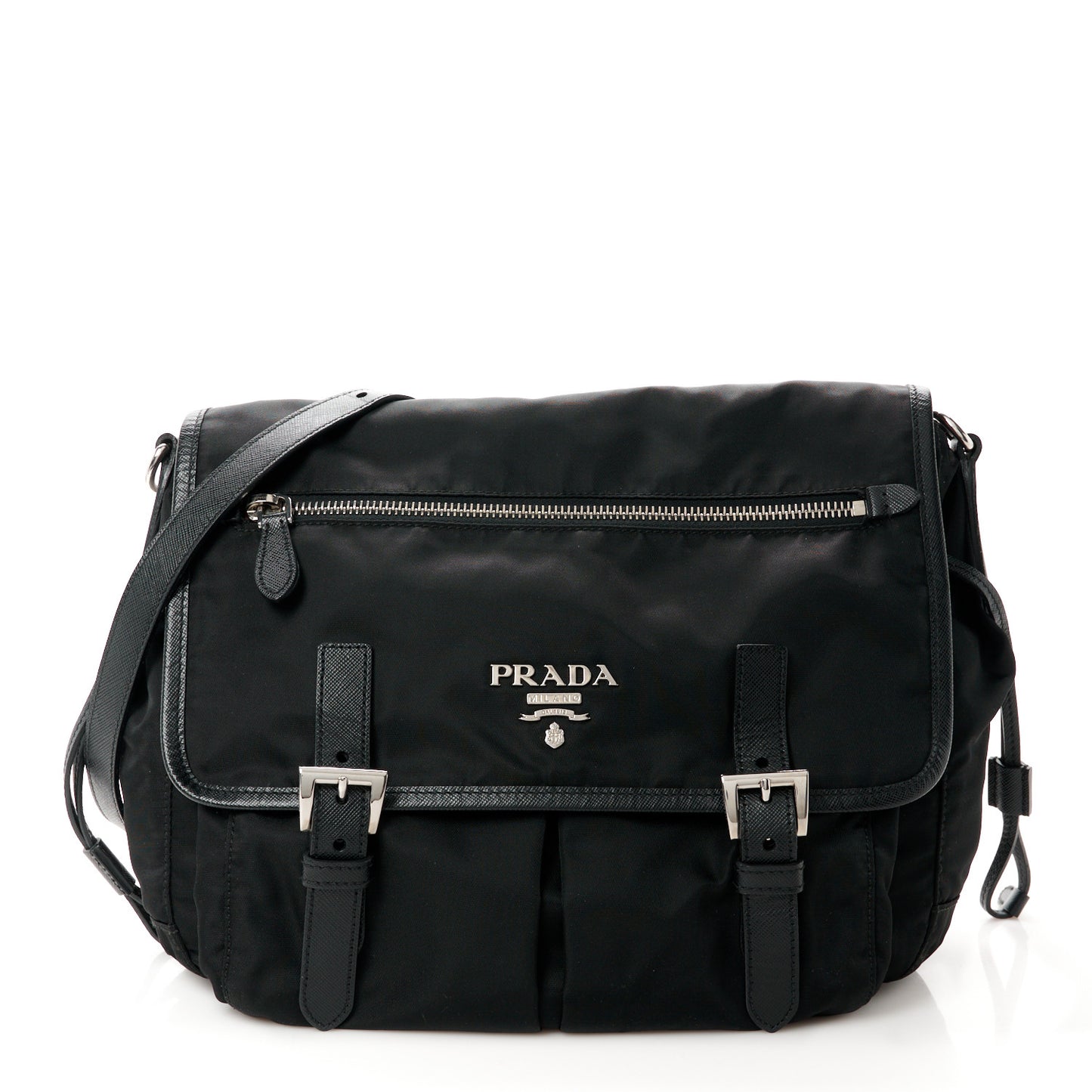 Nylon Vela Sport Saffiano Messenger Bag Black