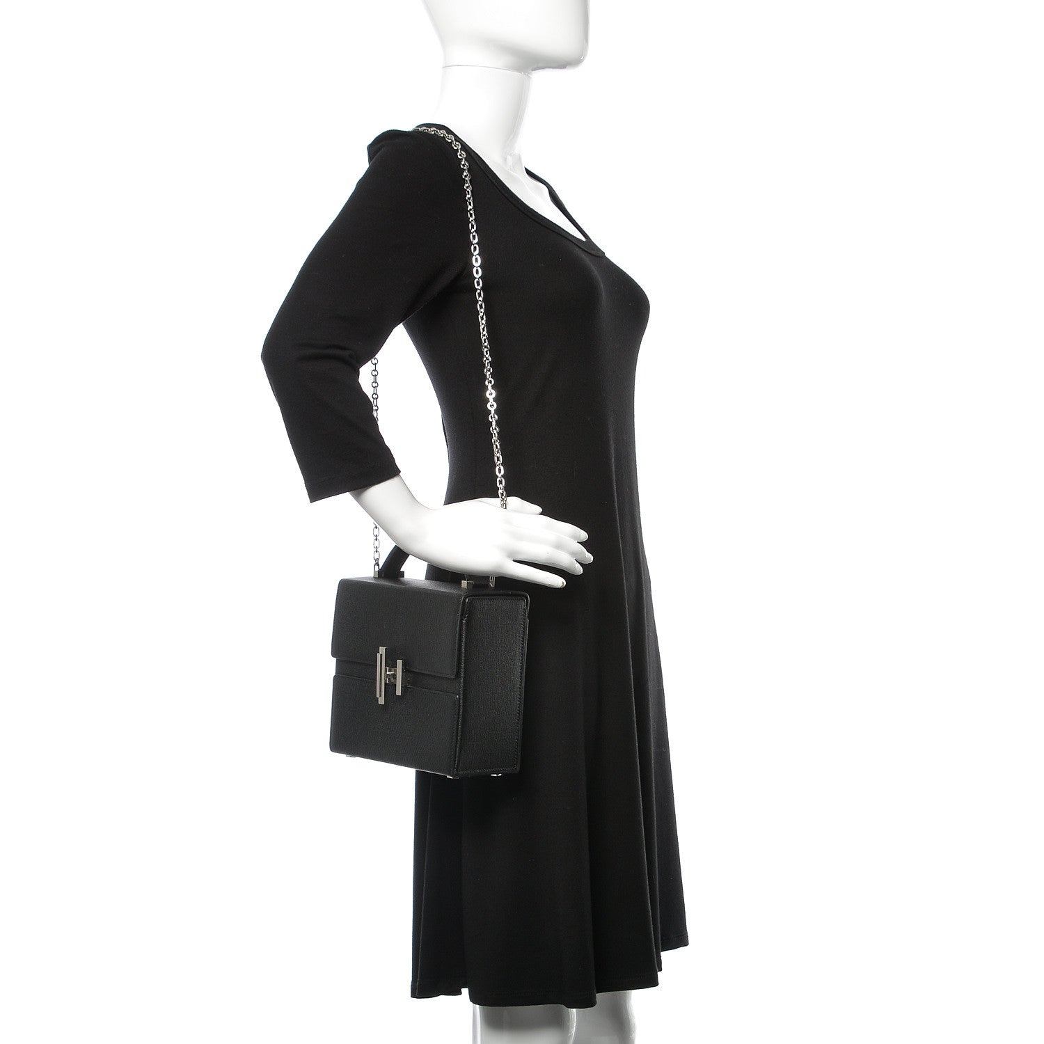 Hermes Chevre Mysore Cinhetic Boxy Top Handle Bag Black 2 of 12